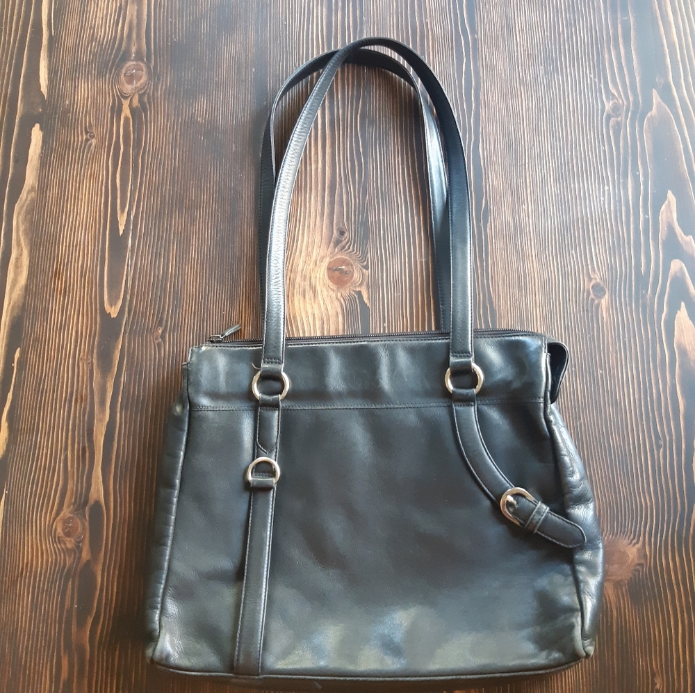 Derek Alexander Black Leather Shoulder Bag Purse